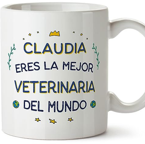 MUGFFINS Tazas Personalizadas para VETERINARIA mujer - En Español - Mejor del Mundo - 11 oz / 330 ml - Regalo Personalizable original y divertido