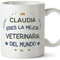 MUGFFINS Tazas Personalizadas para VETERINARIA mujer - En Español - Mejor del Mundo - 11 oz / 330 ml - Regalo Personalizable original y divertido