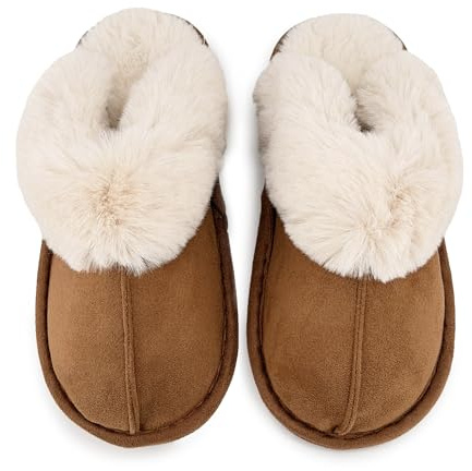 JOMIX Damen Hausschuhe Warm Gefüttert Pantoffeln Rutschfest Flach | Kuschelige Damen Hausschuhe mit Plüsch Futter, flachem Absatz und rutschfester für Wohnzimmer & Homeoffice