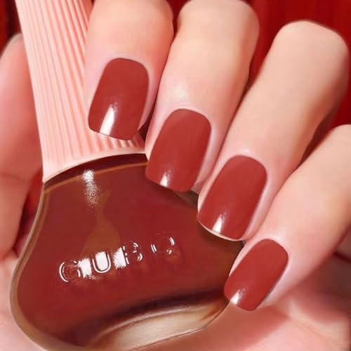 DouborQ Orange Brown Nail Polish Long-lasting Glossy Nail Art Varnish (44)