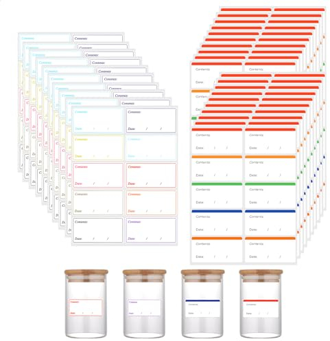 XIEJ 300 Stück Gefrieretiketten, Farblich Gefrieretiketten zum Beschriften, Leicht Abziehbare Tiefkühletiketten, Gefrieretiketten Aufkleber für Gefriergut, Gewürzgläser (60 x 30mm)