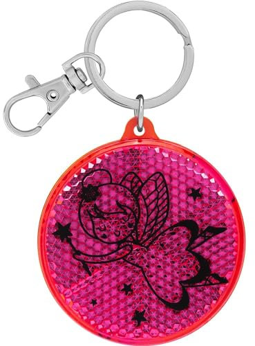 GRUSS & CO Reflektor Motiv Fee | Runder Anhänger mit Schlüsselring und Karabinerverschluss, Schlüsselanhänger auf Headercard, Reflektoranhänger | Kindergeburtstag, Geschenk, Schulstart | 70157