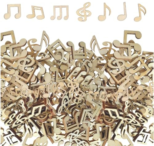 parallelower 200 Stücke Hölzerne Musiknoten Holz Mini Music Note Mixed Holz Notenschlüssel Deko für DIY Handwerk Scrapbooking Konzerte Hochzeitsdekorationen Wohnkultur
