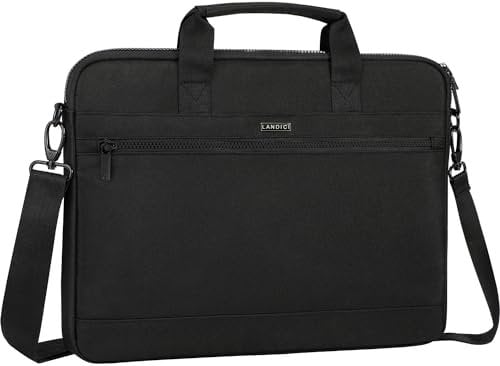LANDICI 360° Protective Laptop Bag 14-15 Inch with Shoulder Strap, Laptop Case Sleeve for MacBook Air/Pro 15, Chromebook 14, Dell XPS 15, Waterproof Computer Bag Slim Briefcase for Men Women-Black