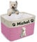 kodinsiivous Personalised Dog Toy Basket with Pet's Name, Custom Dog Toy Bin, Sturdy Foldable Collapsible Storage Box, Dog Toy Box with Handles for Dog Toys, Dog Clothing, Apparel, Accessories(Pink)