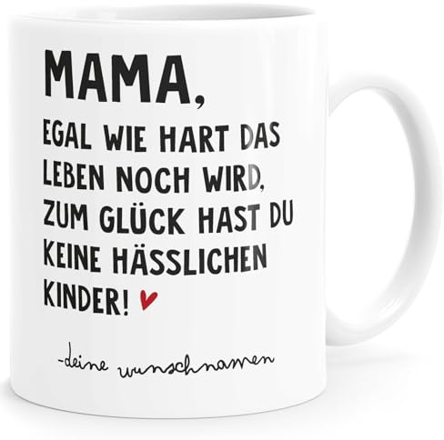 MoonWorks® Kaffee-Tasse - Mama Egal wie hart das Leben wird Mamatag Muttertag Geschenk Kinder weiß standard