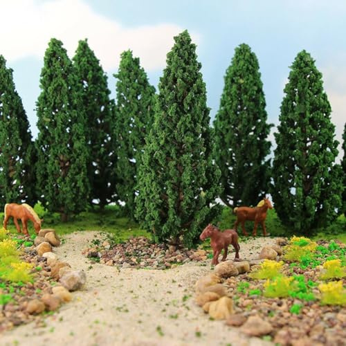 Authentisch für maßstabsgetreue Modellbäume, 10 Kiefern, 15 cm Höhe, lebendige grüne Farbe