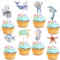 24 Stück Cupcake Topper, Thema Tortendeko Geburtstag, Cupcake Dekoration, Meeresfisch Muffin Deko für Kinder Party, Geburtstag Party, Baby Shower