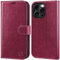 OCASE for iPhone 16 Pro Case, PU Leather Wallet, Magnetic Flip Folio Cover with RFID Blocking, Card Holders, Shockproof TPU, and Kickstand for 6.3 Inch iPhone 16 Pro (2024), Burgundy