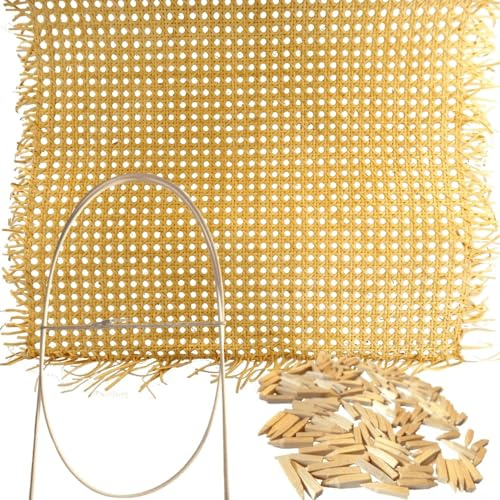 CSB-Center Thonet Stuhl Reparatur Komplett Set mit Wiener Gewebe, Splintpeddig & Holzstifte (für 4 Stühle)