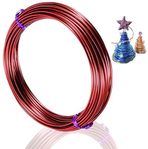 12 Gauge 2mm Red Aluminum Craft Wire - 30m Bendable, Flexible for Jewellery, Floristry & Modelling