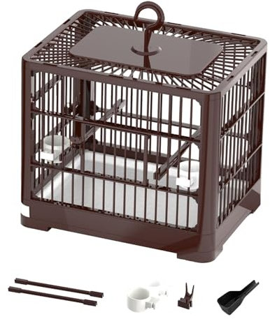 ＡＷＨＡＯ Vogelkäfig, Haustierhaus, leicht zu reinigen, Papageienständer, Käfig, tragbarer Vogelkäfig für drinnen und draußen, Braun