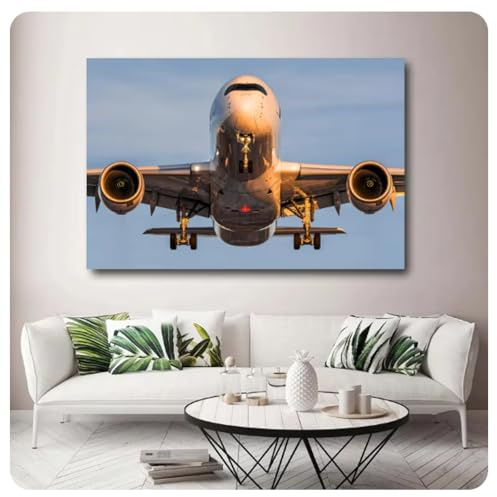 Airbus A350 Flugzeug-Tapete, Leinwand, Poster und Drucke, Wandkunst, modernes Gemälde für die Inneneinrichtung, 50 x 70 cm, ohne Rahmen