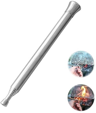 Generic Retractable Stainless Steel Blow Torch, Campfire Blower Pipe, Elongation: 62.5x1.6 cm