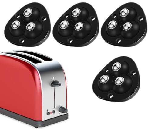 Selbstklebende Lenkrollen – 4 Stück leichte, um 360° drehbare Rollen zum Aufkleben für Geräte auf der Theke | Langlebige, klebrige Riemenscheiben mit 3 Kugellagern, Kleingeräteschieber