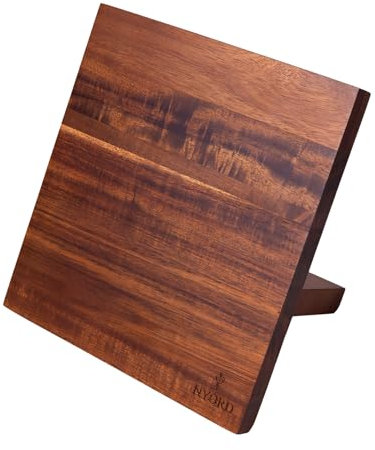 NYORD Magnet Messerblock - aus geöltem Akazienholz, Messerhalter Magnetisch zum Hinstellen oder Anhängen an die Wand, Magnetischer Messer Block 20cm, Starker Magnet, Holz Magnet Messer Halterung braun
