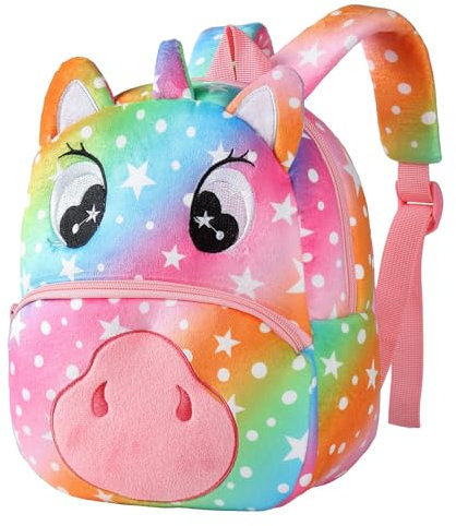 HAHASHOW Kinderrucksack ab 1 Jahr – Niedlicher 3D-Tierrucksack für Kleinkinder (2-4 Jahre), Leichter Kita Rucksack mit weichem Plüsch, Mini-Kindergartentasche für Jungen und Mädchen(Einhorn)