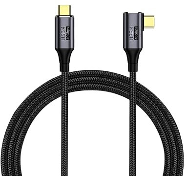 PremiumCord Cavo Di Collegamento USB4™ Type C, Thunderbolt 3, 8K@60Hz, Cavo Dati Ultraspeed ​​Fino a 40Gbit/s, Spina Curva Type C, Ricarica Rapida Fino a 240W, Colore Nero, Lunghezza 0,3 m