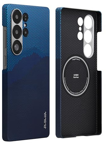 pitaka Coque Magnétique pour Samsung Galaxy S25 Ultra Cover en Fibre d'Aramide Mince et Léger en Aspect Fibre de Carbone Housse Robuste Compatible avec Magsafe [Coque Tissé Tactile ] Over The Horizon