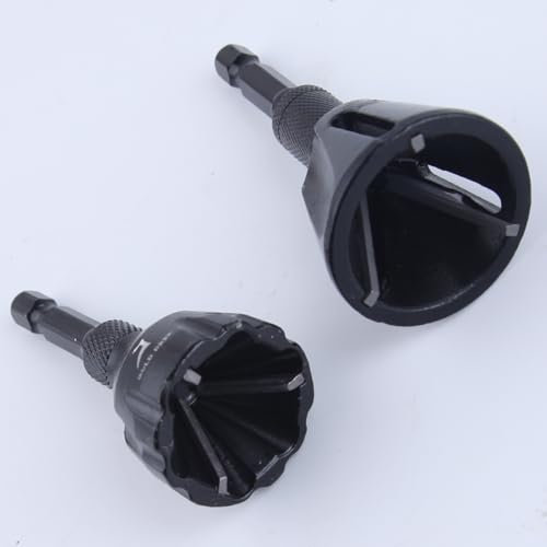 GOLD DEER 2 x Entgratungswerkzeug, Fasenwerkzeug, 0,3 cm - 1,9 cm und 0,6 cm - 2,5 cm, Wolframkarbid-Anfasbohrer, schneller Sechskantschaft, Entgratbohrer, externe Fräsentfernung für Metallstangen