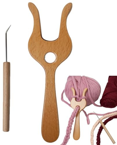 Utensile per forchetta da maglia – Utensile per forcella, uncinetto e maglia in legno | Gancio a forchetta – Crafting Project Tools Mom Auntie Crochet Lovers – Ganci intrecciati per tappeti, per