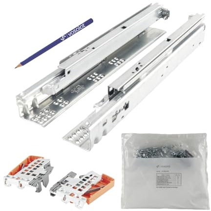 Blum Tandem Vollauszug Set, Schubladenauszug 500mm Blumotion mit praktischer Blum Kupplung, Schubladenführung Tragkraft 30kg - 1 Paar Schubladenschienen mit Kupplung