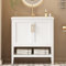 Soweiz Mueble de baño individual con armario bajo 80 cm con lavabo de cerámica, fácil de mover, blanco, 80 x 47 x 89 cm