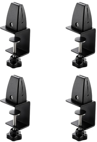 TopHomer 4Pcs Desk Divider Clamp Screen Partition Clip, Adjustable Desktop Privacy Panel Clip Aluminum Desk Partition Support Brackets for Office, Black