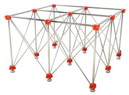 Ausziehbarer Arbeitstisch, zusammenklappbar, 120 x 120 cm, mit Rollen, hohe Belastbarkeit 700 kg, einfacher Transport und schnelle Montage