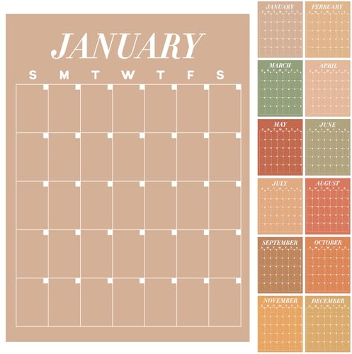 2025-2026 Undatierter großer Wandkalender, trocken und leicht, 12 Monate, wiederverwendbarer Kalender, blanko, Jahresplanung, Neujahr, Weihnachtsgeschenk, für Büro, Zuhause, Klassenzimmer (Ernte, 40,6