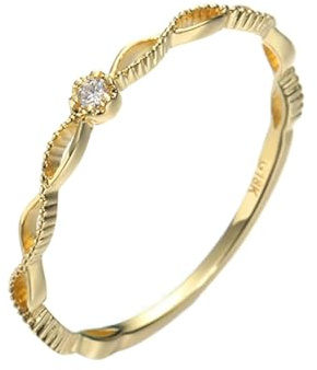 Homxi Damen Trauringe Ringe Gelbgold 375, Solitäre Rund mit Moissanit, Damen Ring Verlobungsring Ehering Gold Gr. 62 (19.7)