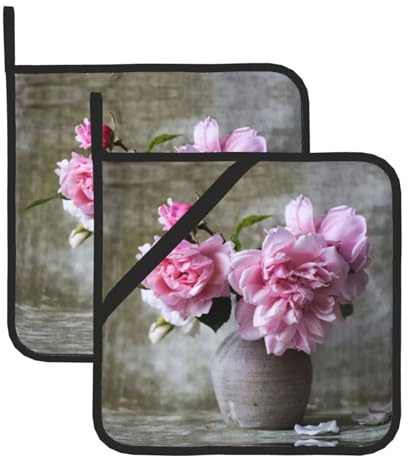 Hübsche Rosen, große Topflappen, Ofenhandschuhe, hitzebeständig, quadratisch, Topflappen, heiße Pads, 20,3 cm