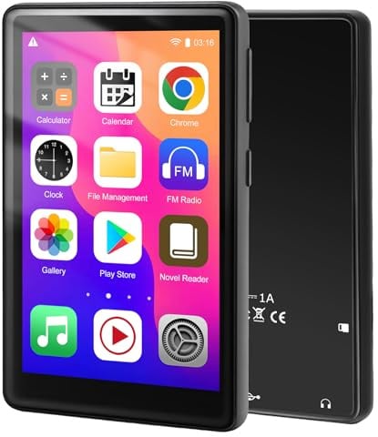 Lettore MP3 da 96 GB con Spotify WiFi Bluetooth - Lettore MP4 IPS HD da 4,0 pollici con sistema operativo Android 13 Lettore musicale per bambini con altoparlanti Radio FM Deezer, Spotify e Play Store