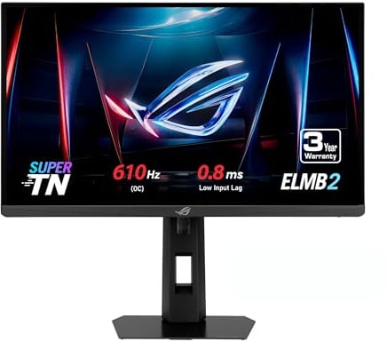 ASUS ROG Strix Ace - Monitor de juegos de deportes electrónicos de 24 pulgadas 1080P (XG248QSG) - Full HD, panel Super TN, 610Hz, 0.1ms, VRR, retraso de entrada bajo, DisplayHDR400, enchufe de trípode