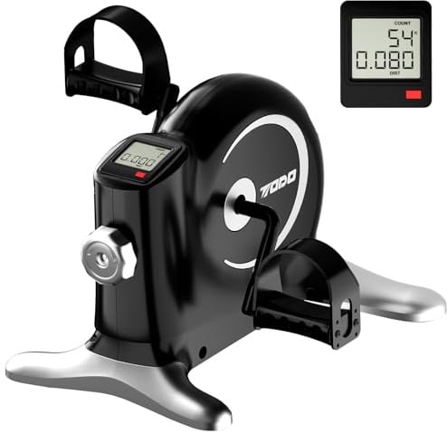 TODO Pedaltrainer für Senioren mit LCD-Display, Mini Bike Heimtrainer Schwarz, Verstellbarer Widerstand, mit Befestigungsband, Leise & Robust Tischfahrrad für Zuhause und Büro