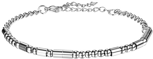 Flongo Morsecode Armband Gold für Damen: Never Give Up - Motivation Edelstahl Vergoldet Perlenarmband - Verstellbar 19cm+5cm - Inspirierendes Geschenk - Geheimbotschaft - Unisex Schmuck