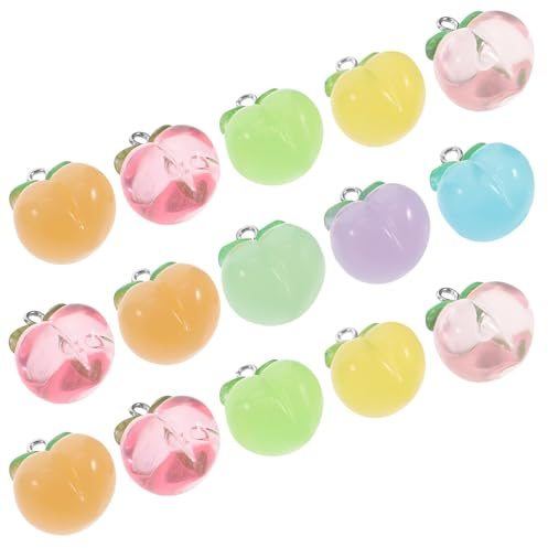 Alipis 20 Stück Teiliges Candy farben Resin Pfirsich Anhänger für Schmuckherstellung Bunte DIY Charms für Halsketten Armbänder Langlebige Helle Fruchtanhänger zum Basteln und Dekorieren