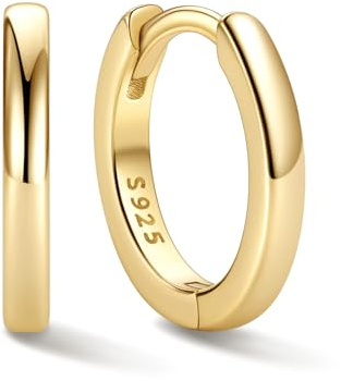ChicSilver Creolen Silber 925 Damen dünn Ohrringe Klein Huggie Hoop Earring | Kreolen Silber Gold Schwarz Rosegold 6mm bis 20mm Hypoallergen Leicht Klassisch Elegant Ohrringe Geschenke für Frauen Herren