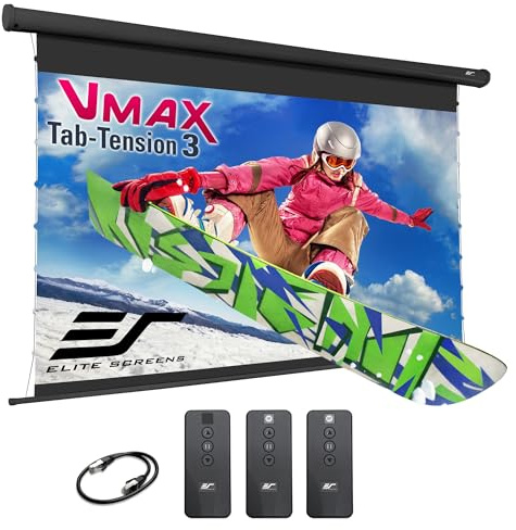 Elite Screens VMAX Tab-Tension 3 Series, 125 INCH Motorized Projector Screen, 16:9 CineGrey High Contrast Electric Drop-Down, 4K/8K HDR, IR/RF Remote, VMAXT125UCH3