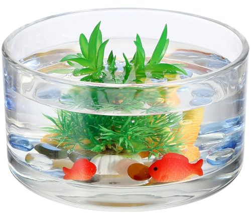 CALLARON Hydroponische Glasvase Runde Pflanzterrarium Glas Gefäß für Seerosen und Wassernabel 15X15X8cm für Innenräume