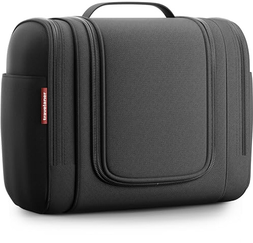 Travelaner Kulturbeutel zum Aufhängen, Damen/Herren, 7L, Schwarz | Große Kulturtasche mit Haken: Kosmetiktasche, Waschtasche & Waschbeutel für Reisen, Kinder & Erwachsene, wasserabweisend
