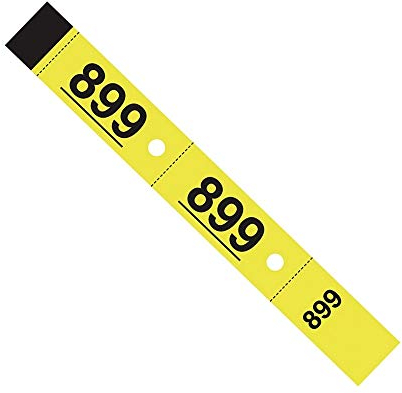 Elve 500 Garderoben-Tickets, 3 x 20 cm, 5 Packungen à 100 Stück, Gelb