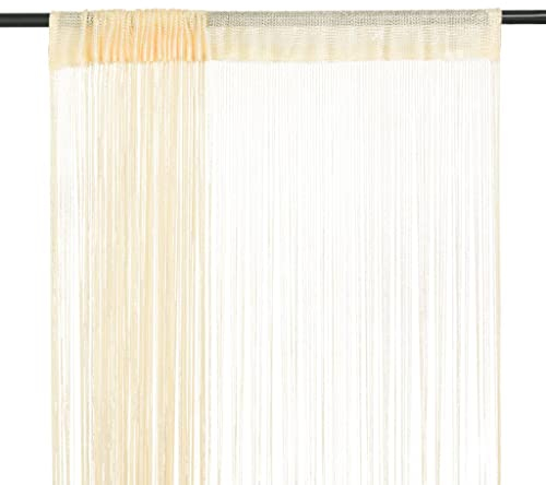 vidaXL 2X Fadenvorhang Vorhang Dekovorhang Raumteiler Türvorhang Fadengardine Gardine Fenstervorhang Fadenvorhänge 140x250cm Cremefarben