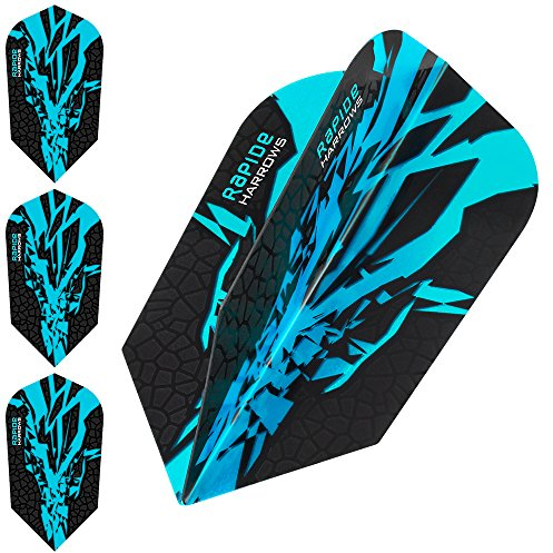Harrows Rapide X Dart-Flights, 100 Mikrometer, schmal, 10 Sets (30 Stück) (Aquablau)