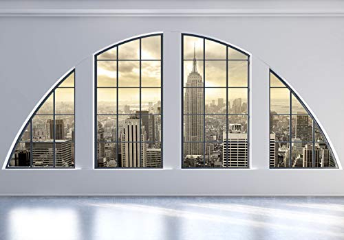 decomonkey Fototapete New York Stadt City 350x256 cm XL Tapete Fototapeten Vlies Tapeten Vliestapete Wandtapete moderne Wandbild Wand Schlafzimmer Wohnzimmer Architektur Fensterblick