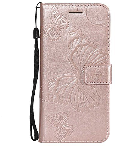 DENDICO Cover per Galaxy S7 Edge, Pelle Portafoglio Custodia per Samsung Galaxy S7 Edge Custodia a Libro con Funzione di appoggio e Porta Carte di Credito - Oro Rosa