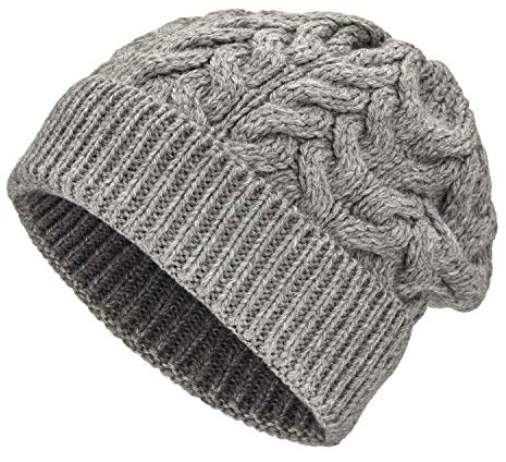 Weiche Damen Alpaka Mütze aus 100% Alpaka Wolle in 6 Farben - Hochwertige Winter Strickmütze/Beanie Wollmütze von HansaFarm, Hellgrau - NFA10, Einheitsgröße
