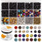 AIEX 606 Stück Lava Perlen Kit Lavastein Perlen Verschiedene farbige Chakraperlen Spacer Perlen mit 2 elastischen Stretch Saiten und 2 Perlennadeln für ätherisches Öl Armband Halskette