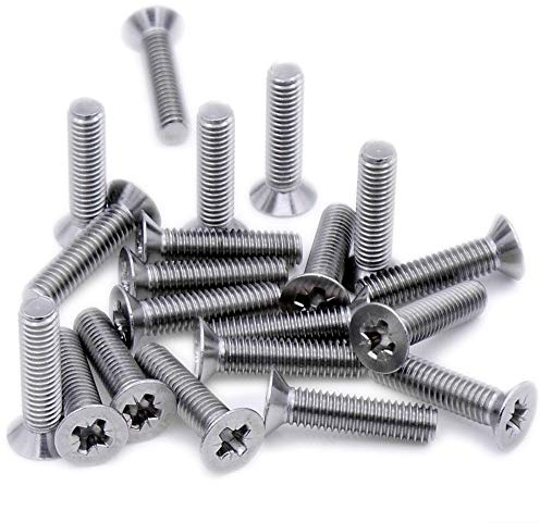 M6 (6mm x 55mm) Pozi Countersunk Machine Screw (Bolt) - Stainless Steel (A2) (Pack of 10)