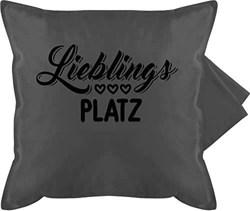 Kissenbezug - Statement Kissen mit Sprüchen - Lieblingsplatz - Lieblingsort - 50 x 50 cm - Grau - lieblingskissen bedruckte+kissen+mit+spruch spruch mein kuschelkissen sofa kissenhülle sprüche